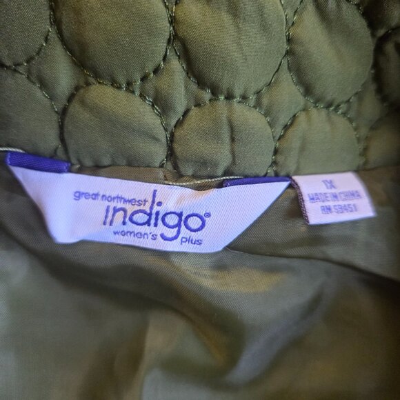 Great Northwest Indigo Quilted Olive Green Vest with Pockets Size 1X - Picture 7 of 8